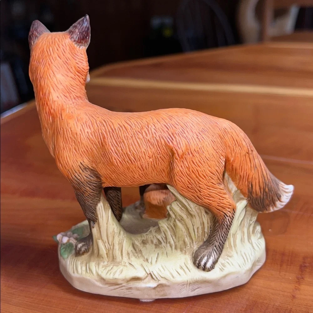 Vintage Homco Fox and Kit Figurine in Brown and White